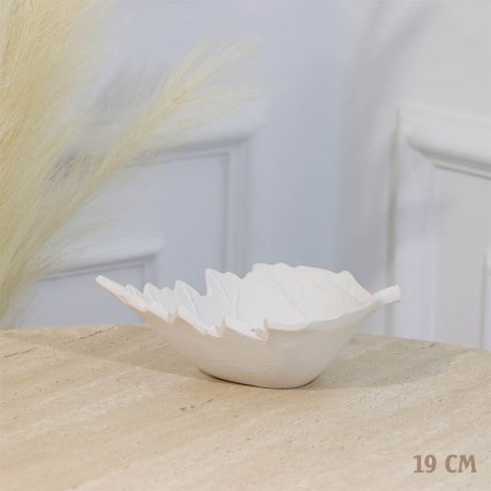 صحن مكسرات جور 19سم ابيض WT-25907 شكل ورقة نحاس هندي %ه11