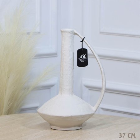 تحفة فازة 37سم شكل ابريق طويل ابيض WT-25581 نحاس هندي %ه11