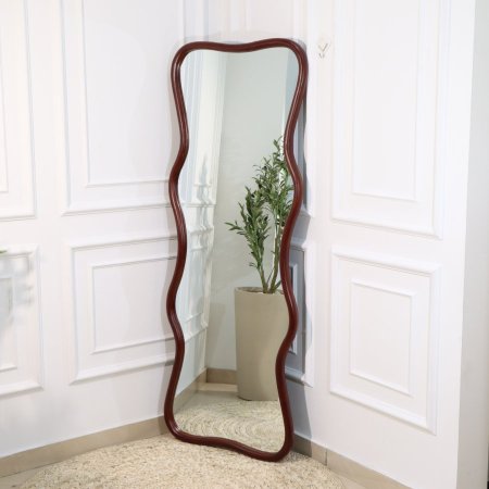 مراة بيضاوي 160سم اطار خشب بني معلوج A137/1 =ع1