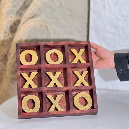 لعبة XO خشب مربع 28سم اشكال نحاس هندي8239421 %ه5