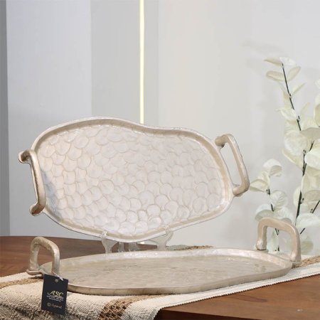 طقم /2 صينية تنك بيج 43+40سم بيضاوي اطار معرج 89905LS بيدين B هندي %ه14