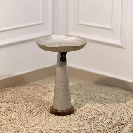 جاط فواكه تنك بيج 30سم مدور 89636S رجل طويل قاعده خشب  B هندي %ه14