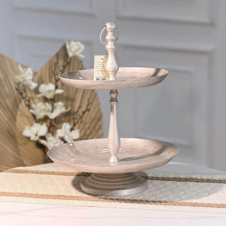 مضيفة 2 طبقة 43سم مصدف بيج B مدور 89747 بقاعده هندي %ه15