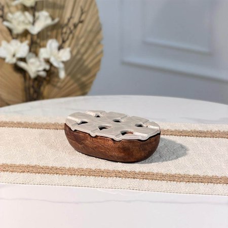 متكة خشب بيضاوي 16سم 89319 حيف مشرف غطا مصدف بيج B هندي  %ه15