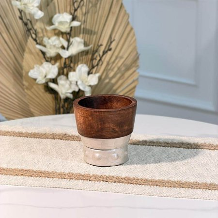 صحن خشب جور مدور 11سم قاعدة مصدف ابيج B ببلز 89849 هندي %ه15