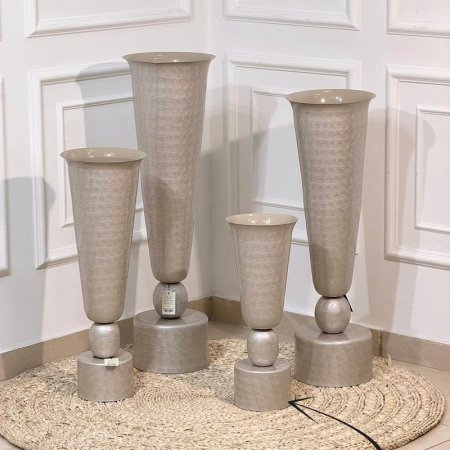 فازة 50 سم مصدف بيج B قاعدة طابة 89063S هندي %ه15