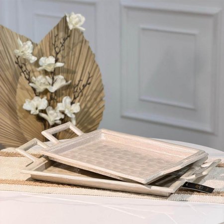 طقم صواني/2 مستطيل 41+46سم مصدف بيجB بيدين 89890LS هندي %ه15