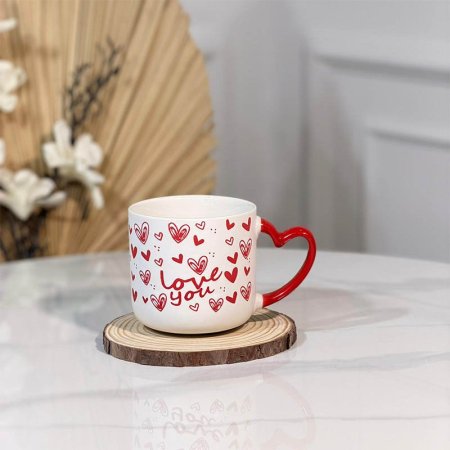 ماغ بورسلان ملون مرسم قلوب  يد قلب احمر A300/13 =و1