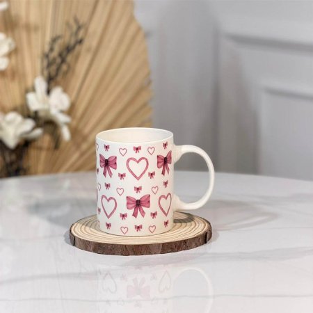 ماغ بورسلان ابيض مرسم قلوب ملون  A301/3 =و1