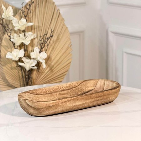 جاط خشب بضاوي 36سم موشح بني A33/1 =و1