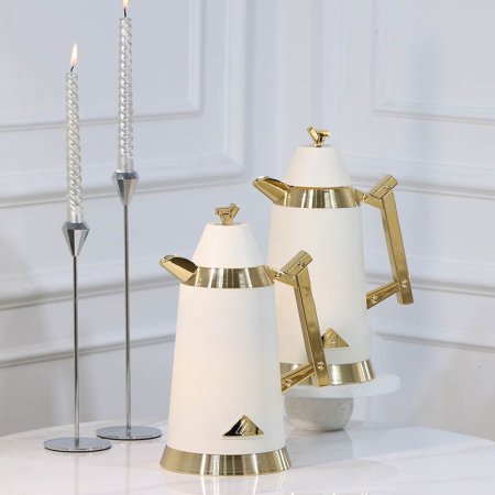 طقم /2 تيرموس قهوة + شاي بلاستك 1لتر بيج موشح يد ذهبي 450460 لالوزا ++ع5