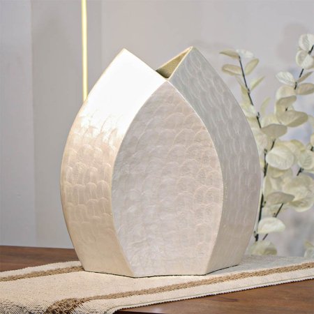 فازة تنك ابيض 32سم كبير 34128L توليبW هندي %ه14