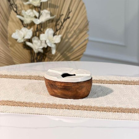 متكة خشب بيضاوي 11سم 89316 غطا  مصدف ابيض W هندي  %ه15