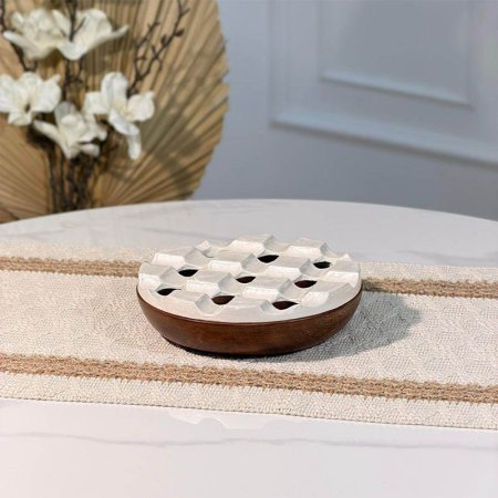 متكة خشب مدور 16سم 89955 غطا مصدف ابيض W هندي  %ه15