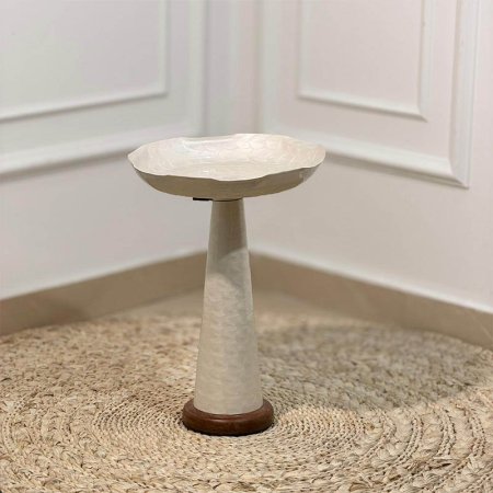 جاط فواكه تنك ابيض 30سم مدور 89636S رجل طويل قاعده خشب  W هندي %ه14