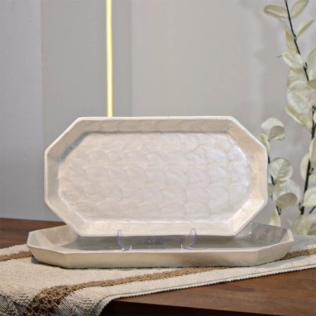 طقم /2 جاط ضيافة تنك ابيض 28+33سم مستطيل 89907LS حيف هابط W هندي %ه14