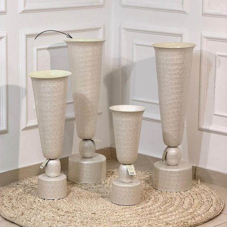 فازة 90 سم مصدف ابيض W قاعدة طابة 89063XL هندي %ه15