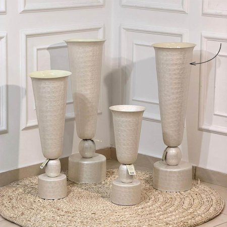 فازة 80 سم مصدف ابيض W قاعدة طابة 89063L هندي %ه15