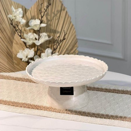 مضيفة حلو مدور 24سم مصدف ابيضW حيف مشرف88037L بقاعدة  هندي %ه15