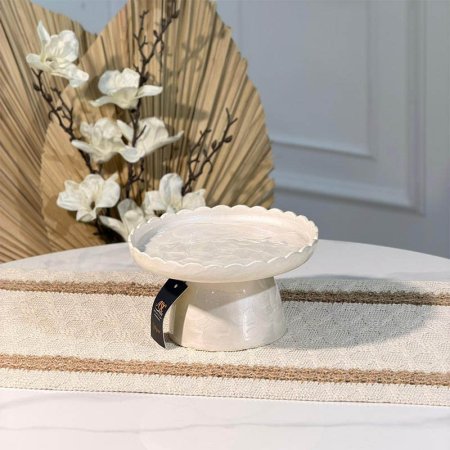 مضيفة حلو مدور 17سم مصدف ابيضWحيف مشرف88037S بقاعدة  هندي %ه15