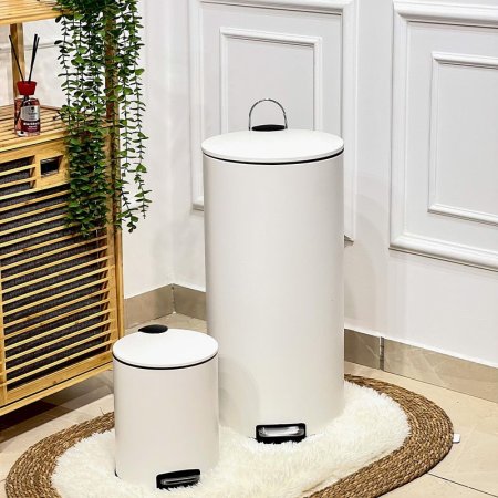 طقم سطل دعسة /2 تنك ابيض مدور 27+5 لتر مع دلو QJB1227+1205WH +ط5 A
