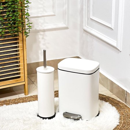 طقم /2 سطل دعسة 5لتر + فرشاة تنك ابيض مستطيل QJH1605+QJ0211-WH +ط5 A