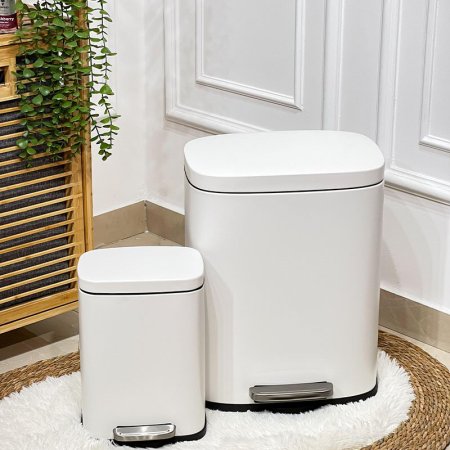 طقم سطل دعسة /2 تنك ابيض مستطيل 20+5 لتر مع دلو QJH1620+1605WH +ط5 A
