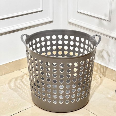 سلة غسيل بلاستك طري 37*45سم مدور ملون مخرم قلوب ZD157 =ض1