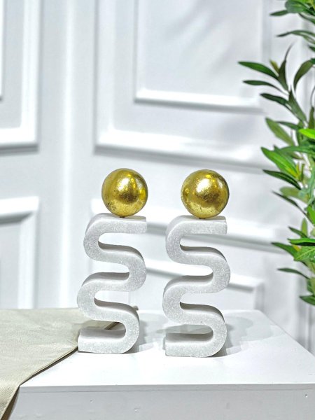 طقم تحفة بولاريزن/2 شكل معرج طابة ذهبي SM95/68 =ط9