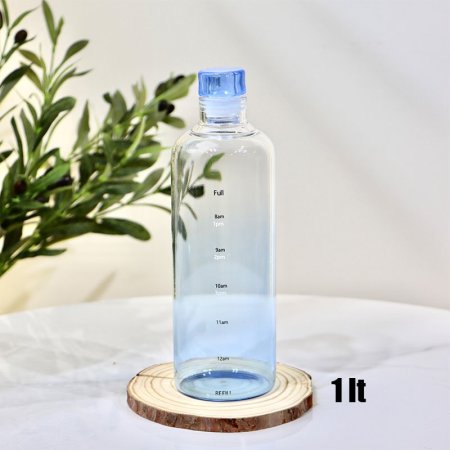 مطرة زجاج 1 لتر غطا بلاستك ضغط مرقمة بمواعيد الشرب K34/9 =ض6