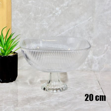 جاط فواكه مربع 20 سم زجاج محزز برجل K34/10 =ض3
