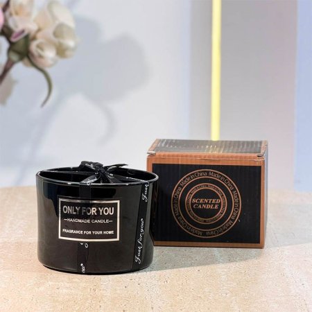 كاسة شمع معطر 3شعلة زجاج ملس اسود GF1/7 =ب6