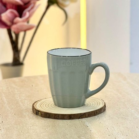 كاسة ماغ بورسلان سكني حيف اسود محزز GF4/5 =ب5