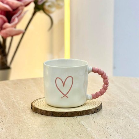كاسة ماغ بورسلان ابيض رسمة قلب يدل قلوب  GF4/33 =ب5
