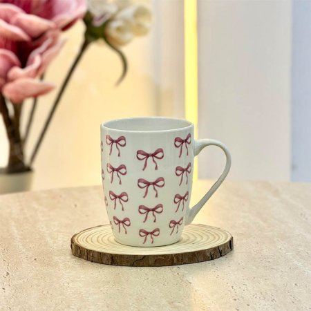 كاسة ماغ بورسلان ابيض رسمة فيونكة  GF4/44 =ب5