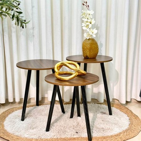 طقم اسكملات مدور /3 خشب بني ارجل خشب GF10/13=ب7