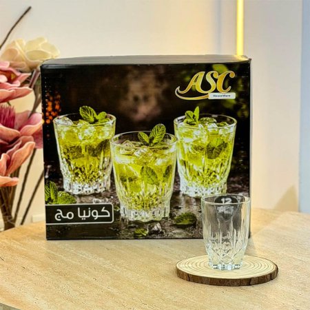 طقم كاسة شراب/12 زجاج سادة كونيا مج مصري++