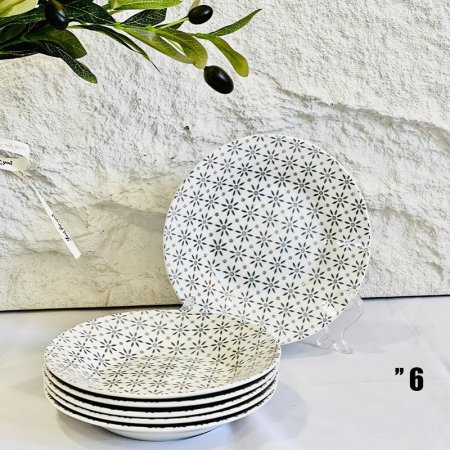 صحن PLATE بورسلان 6" ابيض مرسم نجوم  6SP-1 ++