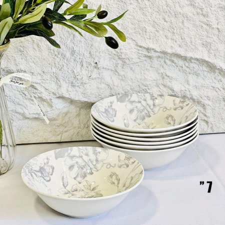 سلطية SBOWL بورسلان 7" ابيض مرسم وردة 7SB-2 ++