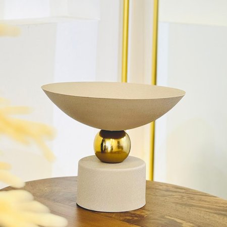 جاط فواكة تنك 32سم مدور 89066S قاعدة طابة ذهبي BEIGE هندي %ه9