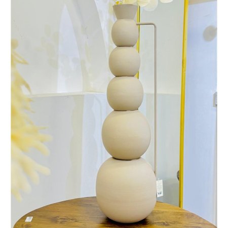 فازة تنك 87سم 5طابات 88004L عنق طويل بيد مستطيل BEIGE هندي %ه9
