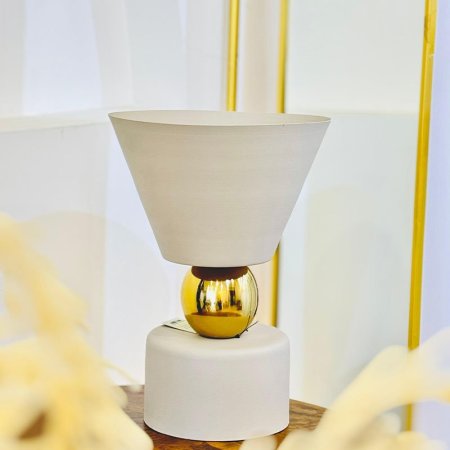 قوار زراعة تنك 44سم شكل كاس 89064L قاعدة طابة ذهبي BEIGE هندي %ه9