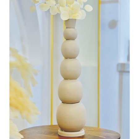فازة تنك 67سم 5طابات 88887 عنق طويل BEIGE هندي %ه9