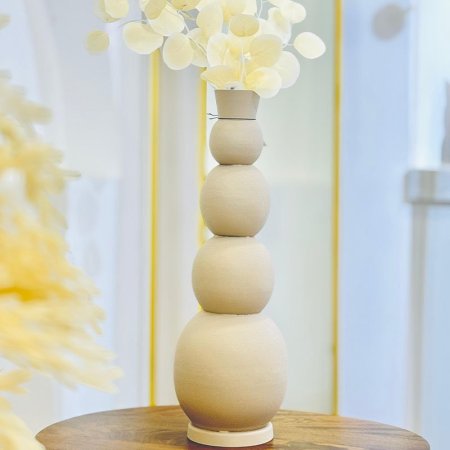 فازة تنك 55سم 5طابات 88888 عنق طويل BEIGE هندي %ه9