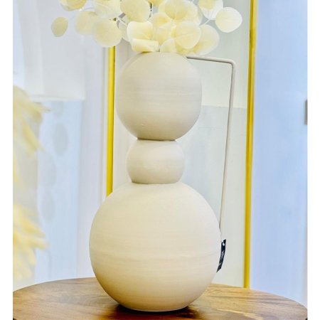 فازة تنك 53سم 3طابات 87144M عريض بيد مستطيل BEIGE هندي %ه9