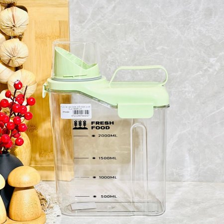 طبروير بقوليات 2 لتر بلاستك شفاف غطا ملون + كاسة K83/5 =ض8