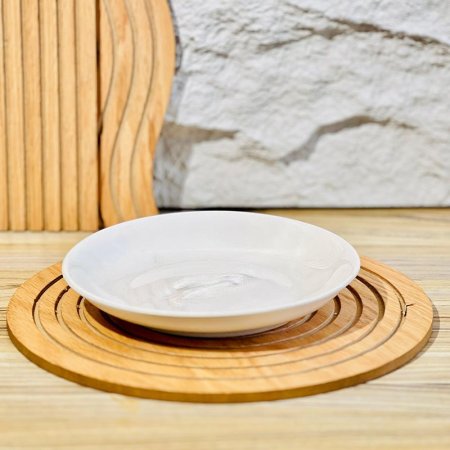 صحن مدور 8" بورسلان ابيض K37/6 =ض7