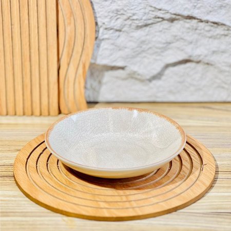 صحن جور مدور 8" ميلامين بيج منقط K103/1 =ض7