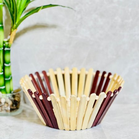 سلة خبز مدور 22سم خشب بامبو عيدان ملون K140/34 =ض9