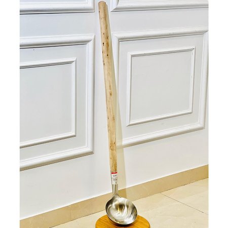 مغرفة طباخ ستانلس ستيل 16سم  يد خشب 88سم K135/3 =ض10م